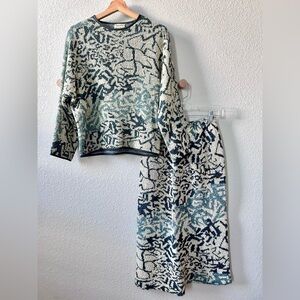 Missoni for Neiman-Marcus Vintage Knit Sweater and Skirt Set Size 42 US 6 Blue